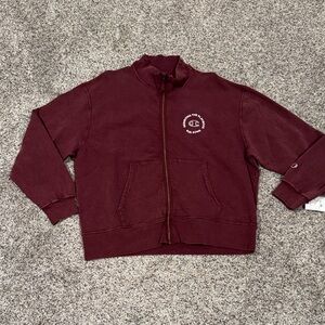 Champion Maroon Full-Zip Sweatshirt —FAST SHIP